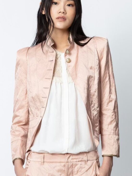 Zadig & Voltaire Jackets & Blazers - Zadig & Voltaire Lana Military Satin Jacket in Powder Pink/Golden Buttons 36